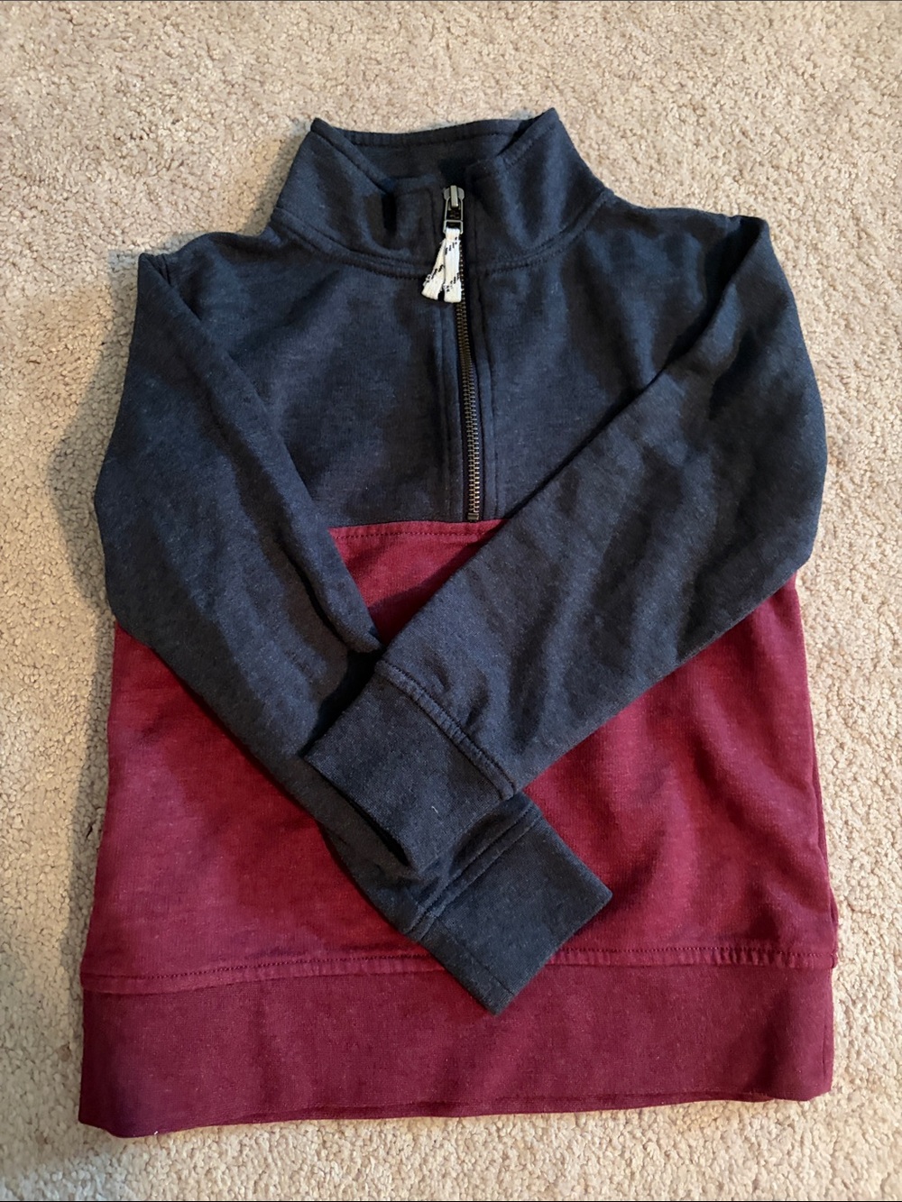 J. Crew Kids Long Sleeve Half-Zip Tee - Navy and Burgundy